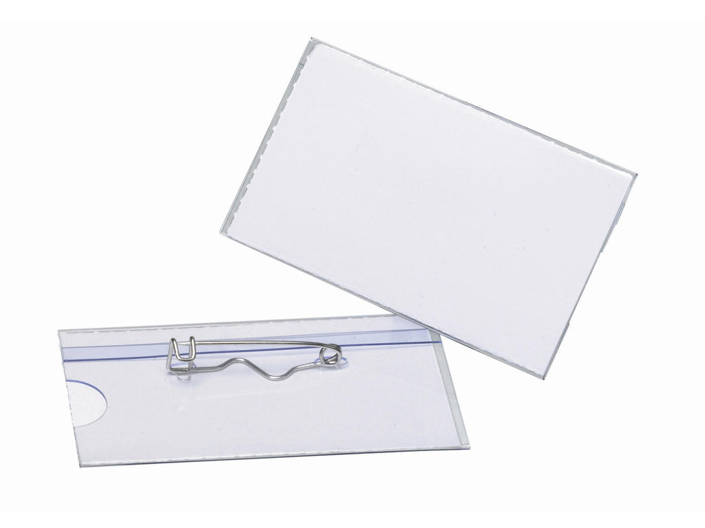 Navneskilt 40x70mm Bantex m/nål 100 stk