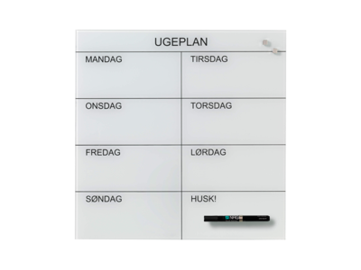Magnetisk glastavle Naga | Week Planner |  45 x 45 cm | Hvid
