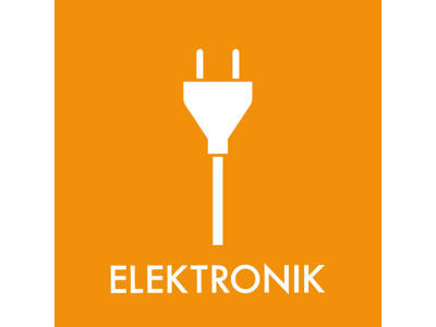 Affaldspiktogram SMÅT ELEKTRONIK | 12x12cm | Selvklæbende Folie | Orange