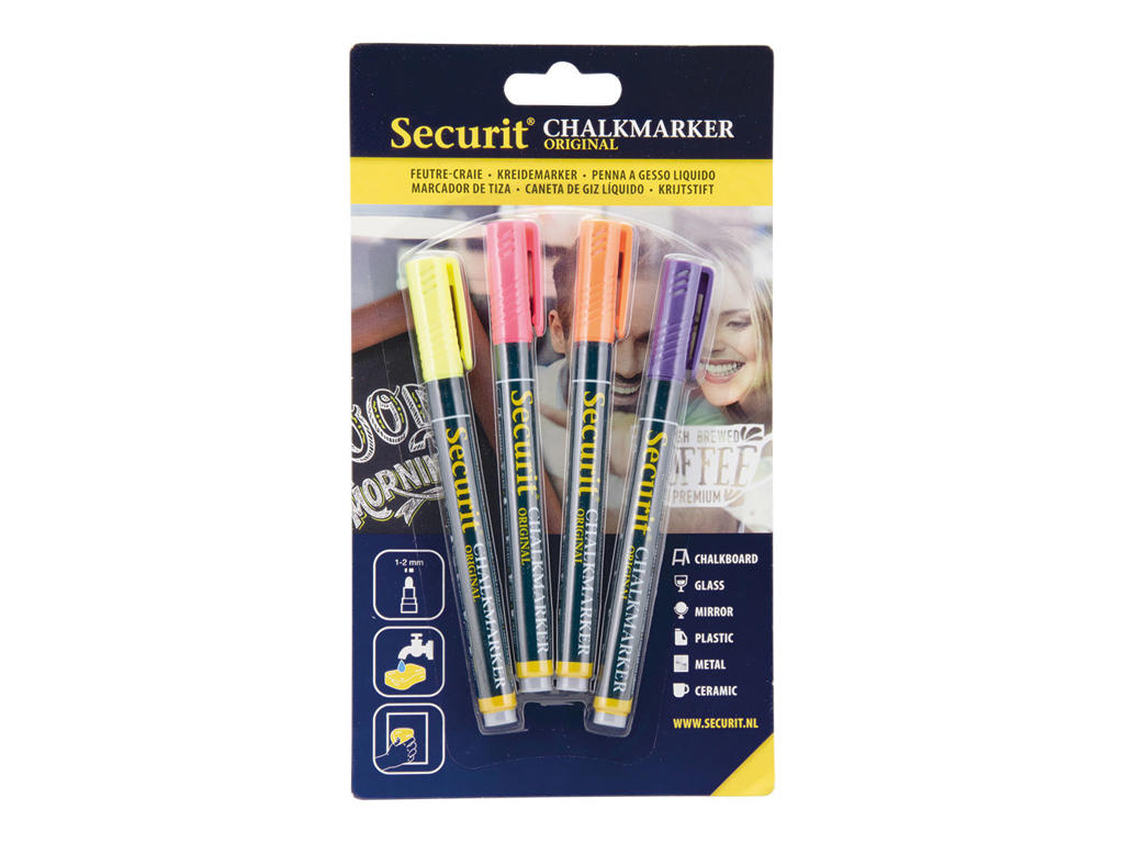 Chalkmarker Securit | ass. tropical | 1-2mm | 4 stk