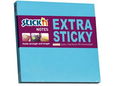 Notes Stick'N 76x76mm. ekstra sticky blå