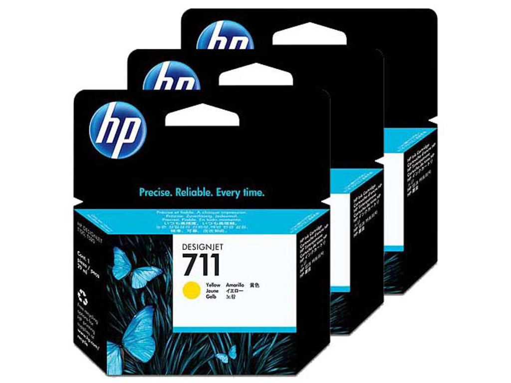 HP 711 blæk 3x gul