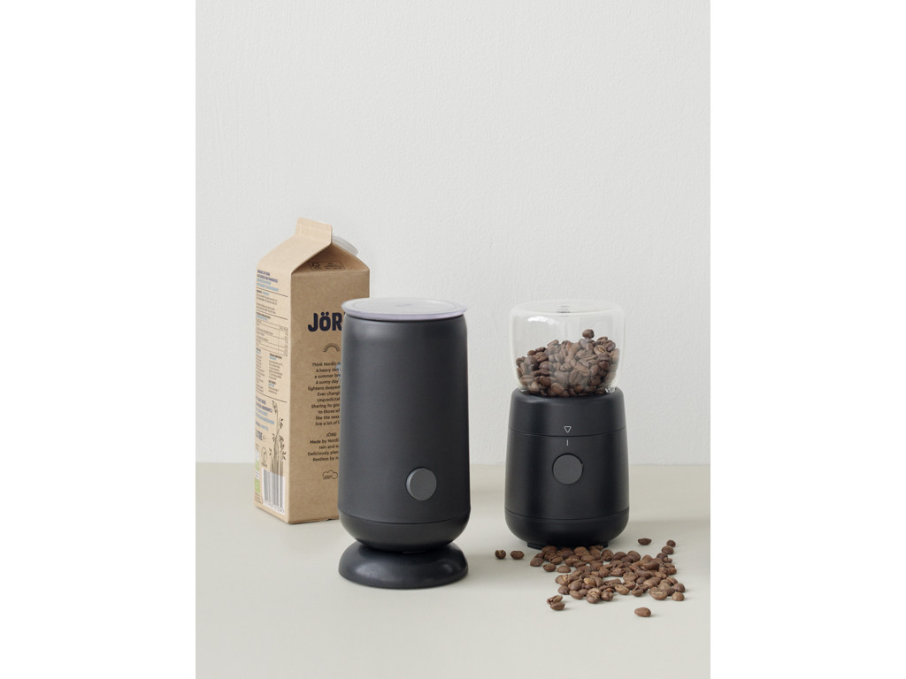 Stelton Foodie elektrisk kaffekværn og mælkeskummer - black