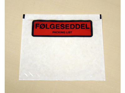 Følgeseddellomme C9 med tryk 1000 stk