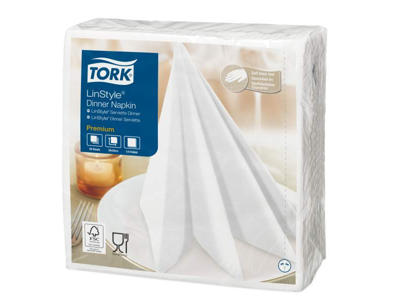 Servietter Linstyle Tork 39X39 cm hvid 50 stk
