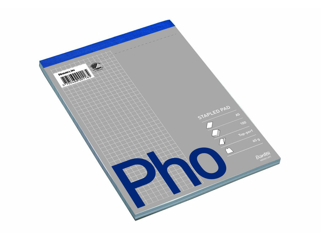 Telefonblok A5 kvadreret med stub