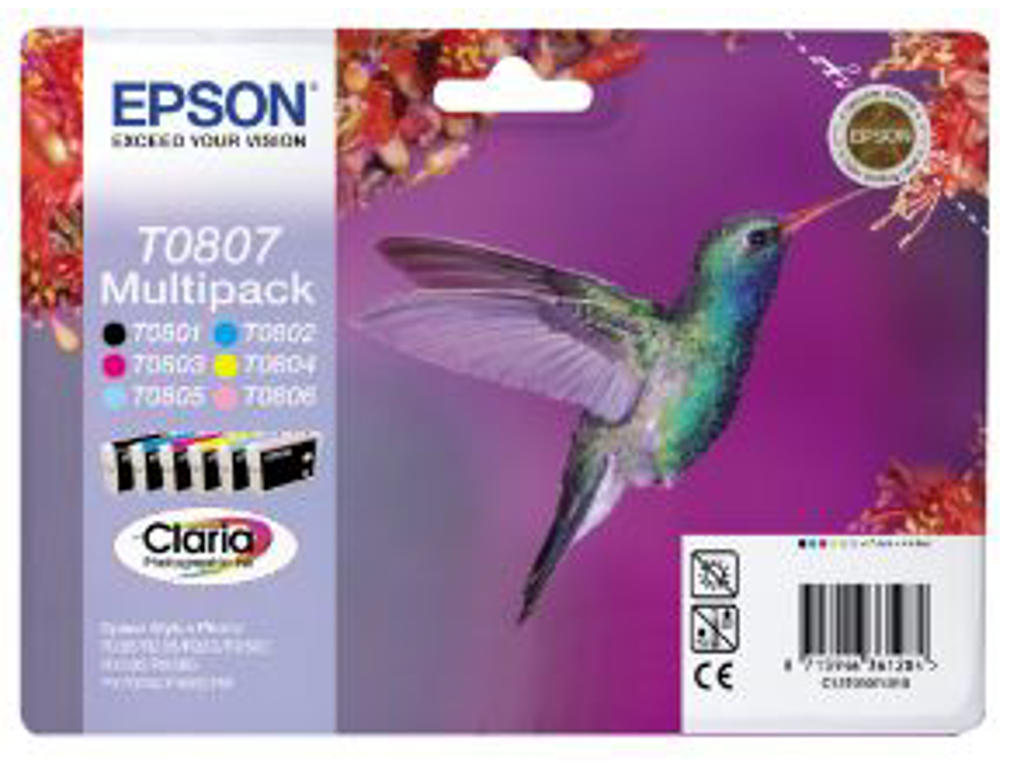 Epson blækpatron T0807 multipack, 1800 sider