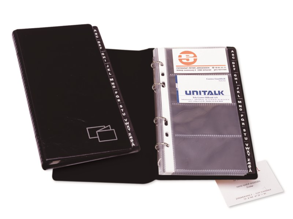 Visitkortringbind mini sort