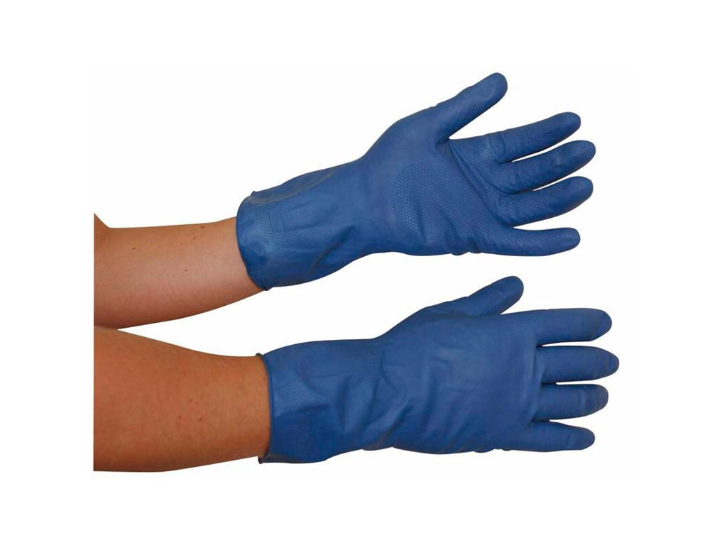 Latexhandske med Velourisering S 7 blå 12 par