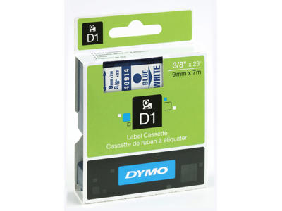 Dymo tape 40914 9mm blå/hvid