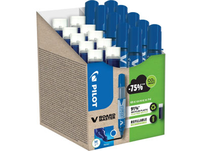 Whiteboardmarker Pilot Begreen rund blå 10 stk+10 refills