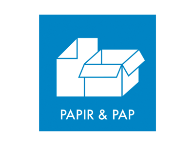 Affaldspiktogram PAPIR & PAP | 12x12cm | Selvklæbende Folie | Blå