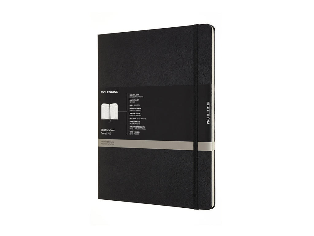 Notesbog Moleskine | Pro Hard | Linjeret | XXL | Sort