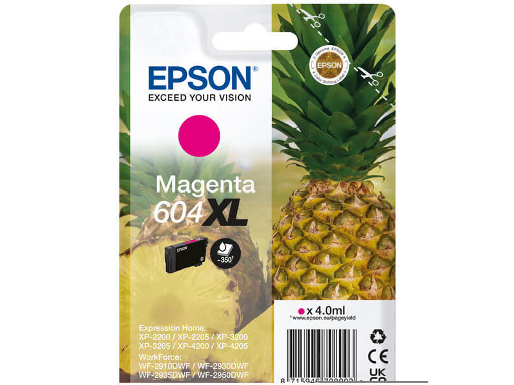 Epson T604XL blæk magenta, 350 sider