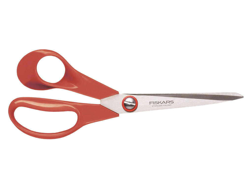 Saks Fiskars universal rød 21 cm venstre