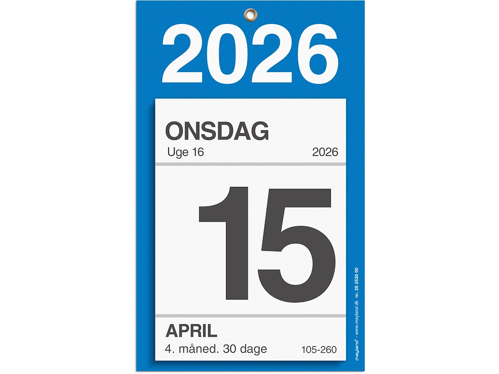 Kontorafrivningskalender m/bagsidetekst 2026