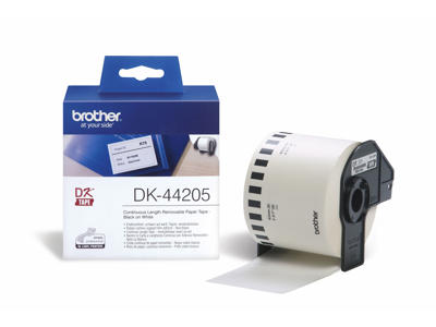 Label Brother DK44205 62mm x 30,48 meter hvid aftagelig