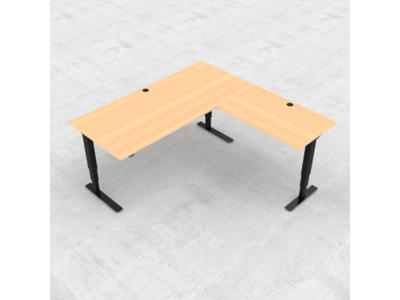 Hæve-/ sænkebord 180x180 cm bøg med sort stel