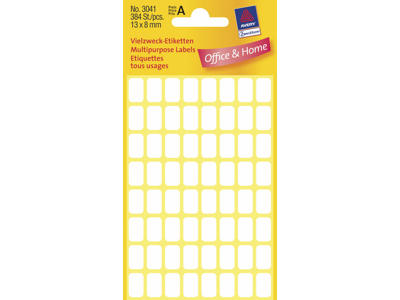 Etiket 13x8mm Avery 3041 hvid 384 stk
