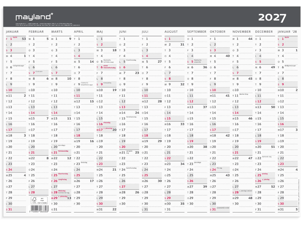 Kontorkalender Moderne A3 1x13 mdr. 2027