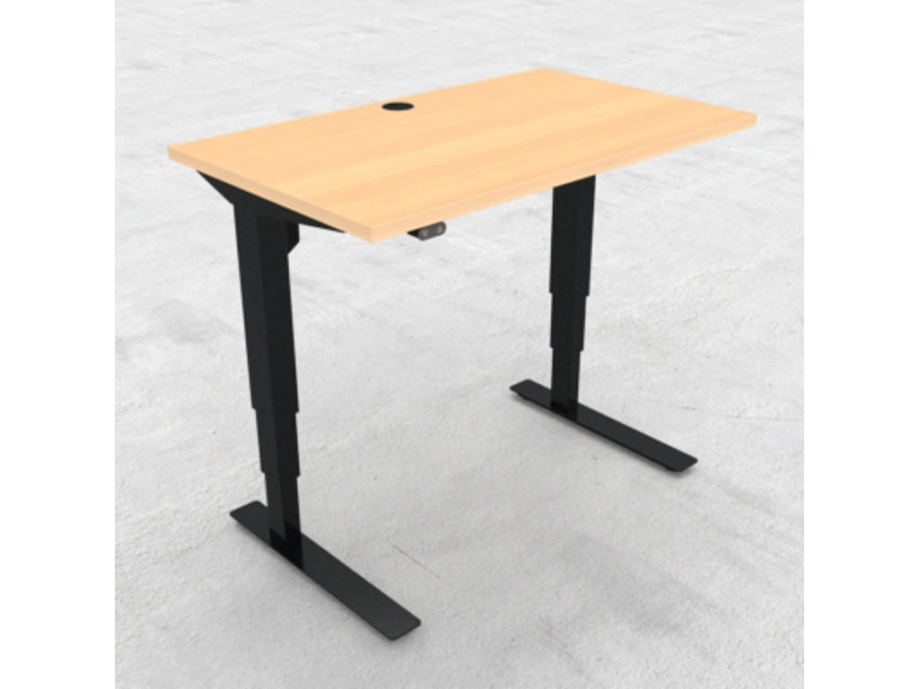 Hæve-/ sænkebord 100x60 cm med sort stel