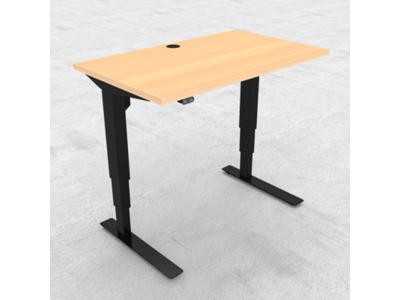 Hæve-/ sænkebord 100x60 cm med sort stel