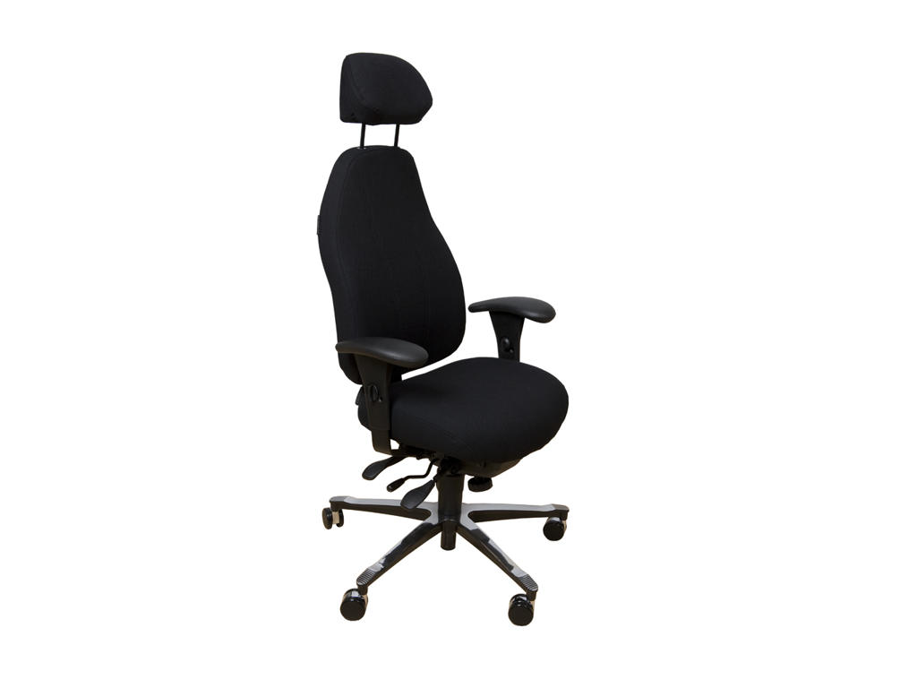 Kontorstol med nakkestøtte og armlæn | Malmstolen Classic 4000 Høj | Sort