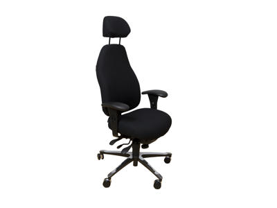 Kontorstol med nakkestøtte og armlæn | Malmstolen Classic 4000 Høj | Sort