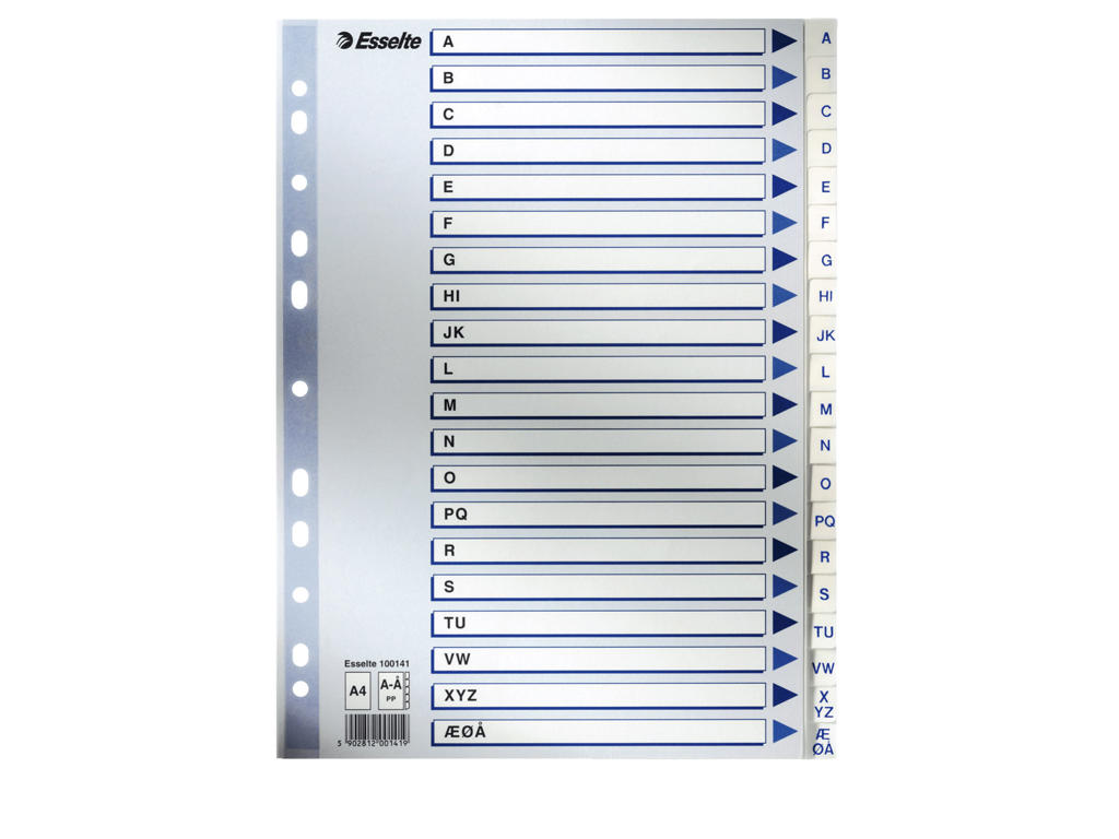 Alfabet A4 Esselte a-å hvid