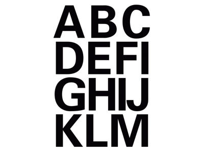 Etiketter Bogstaver A-Z 25 mm sorte