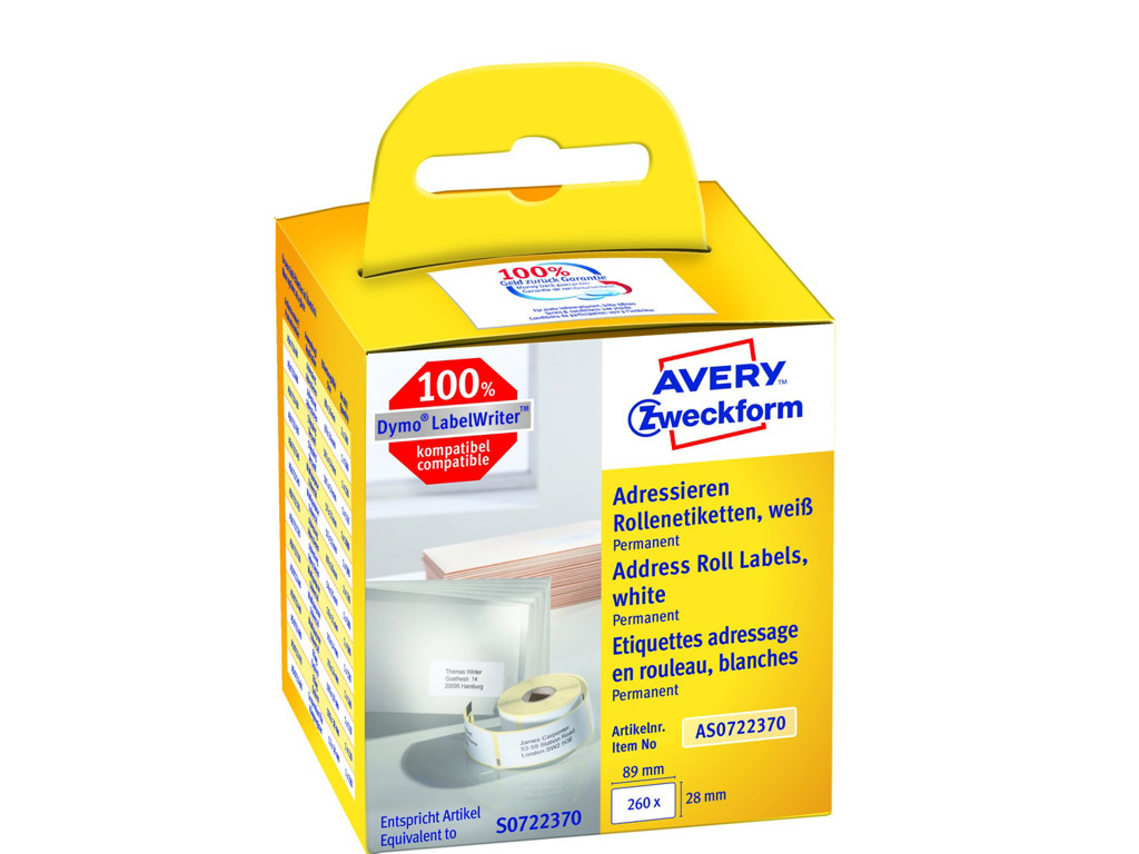Avery etiketter 28x89mm 2x130 stk. AS0722370