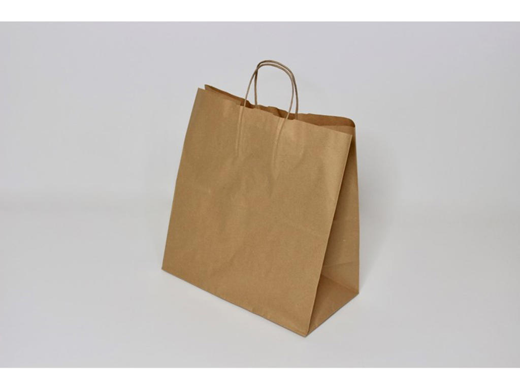 Bærepose Papir Brun 320x170x350mm 25 Liter med Snoet Hank 250 stk