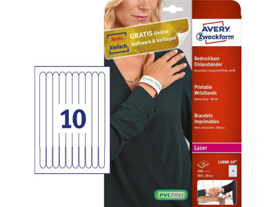 Armbånd t/print Avery hvid 265x18mm