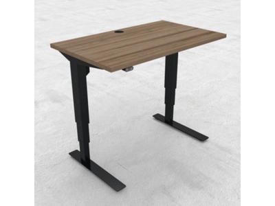 Hæve-/ sænkebord 100x60 cm valnød med sort stel