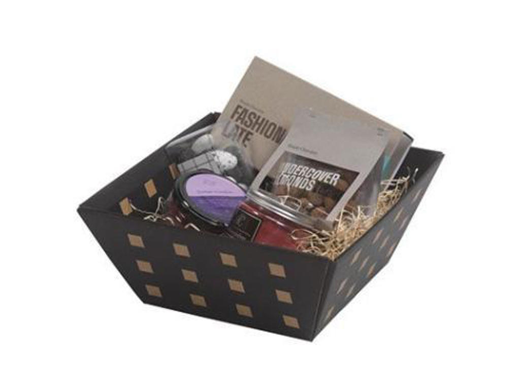 Gavekurv 25,5x25,5x11,5 cm sort m/brun tern