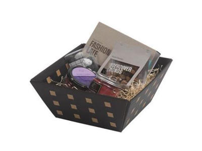 Gavekurv 25,5x25,5x11,5 cm sort m/brun tern