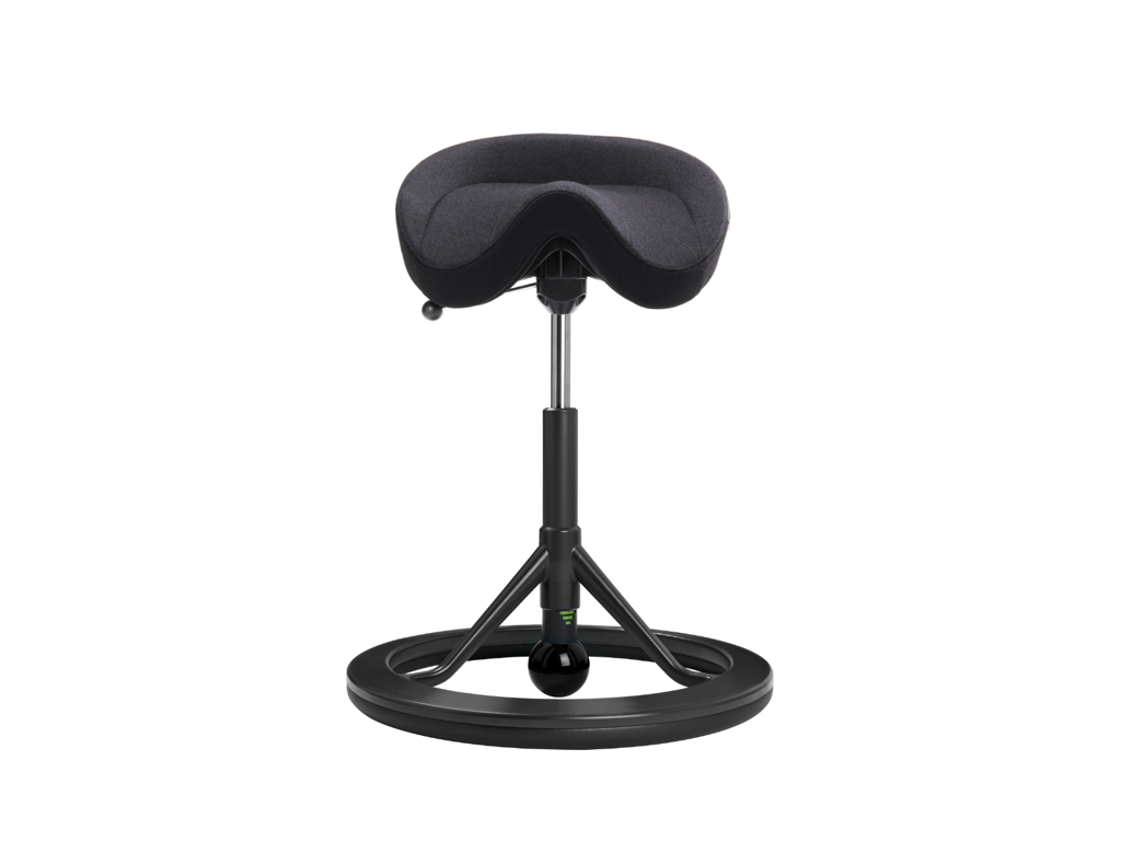 Ergonomisk kontorstol | Sadelstol | Backapp 2,0 | Sort uld/Sort stel