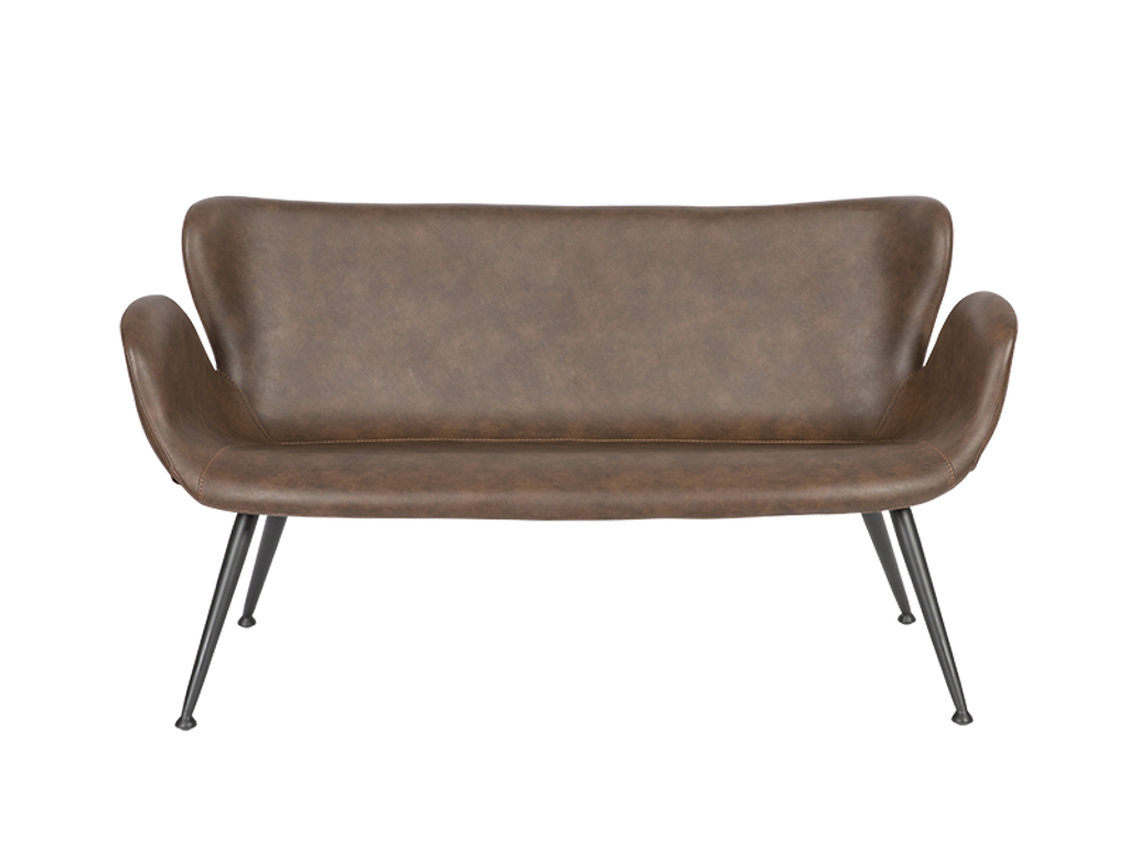 Loungesofa 2 pers. brun PU læder /sort stel