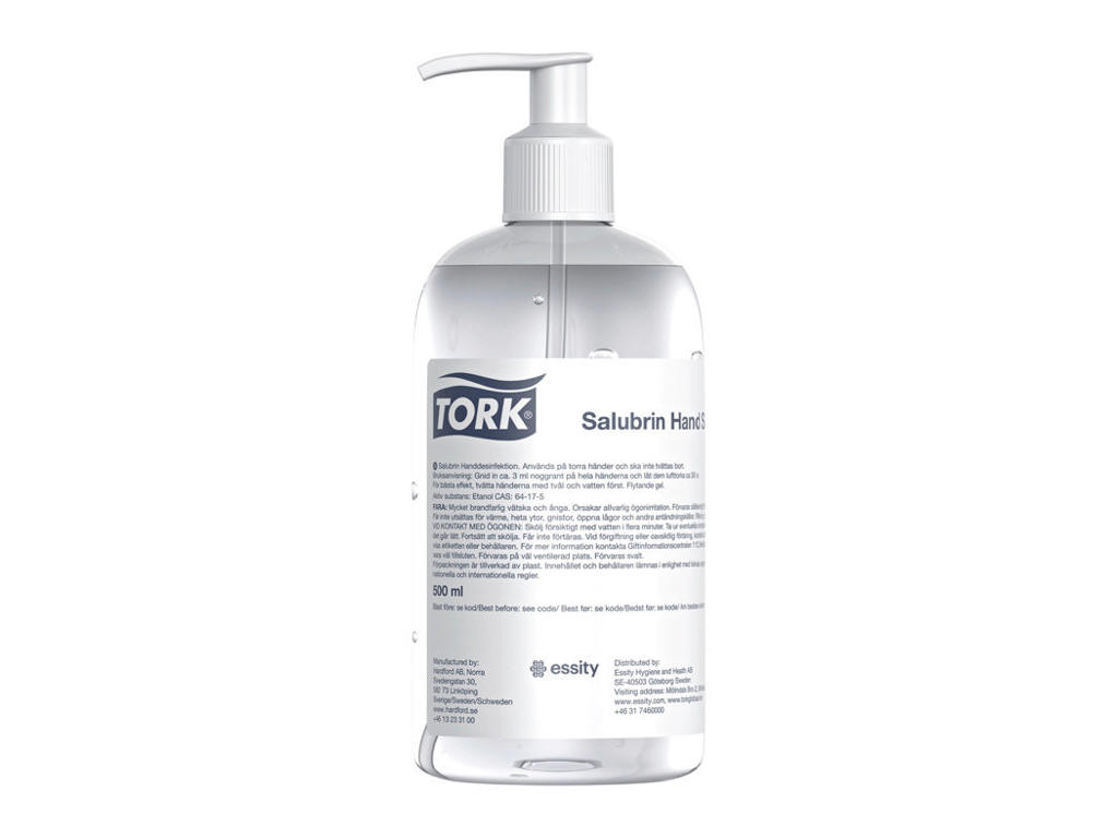 Hånddesinfektion Tork Salubrin 70% gel 0,5 liter 8 stk.
