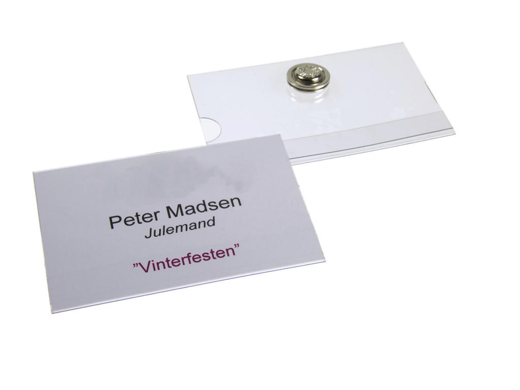 Navneskilt 60x90 mm med magnet og indstik 50 stk