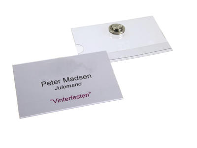 Navneskilt 60x90 mm med magnet og indstik 50 stk