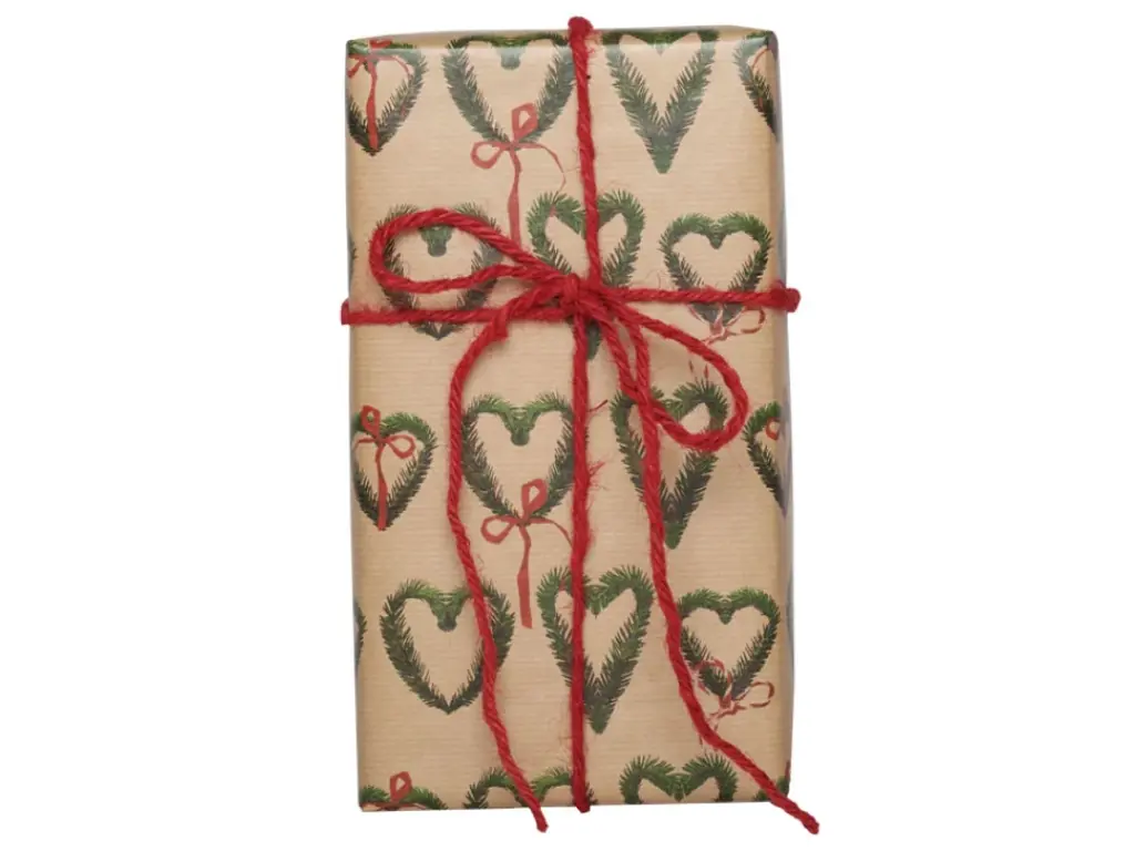 Gavepapir | Jul | Pineheart brun kraft | 57 cm x 154 meter