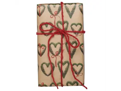 Gavepapir | Jul | Pineheart brun kraft | 57 cm x 154 meter
