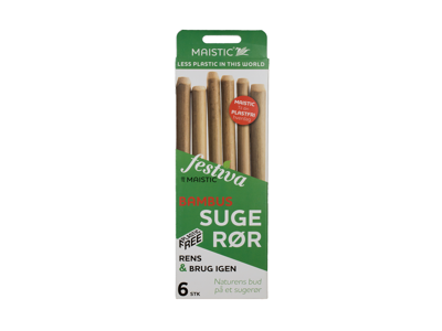 Maistic sugerør af bambus 6 stk. genbrugelig