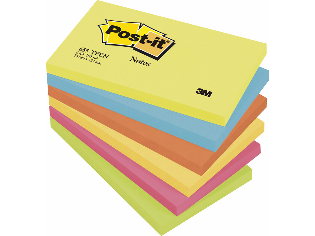 Post-it 76x127mm neon 6 blokke (655)