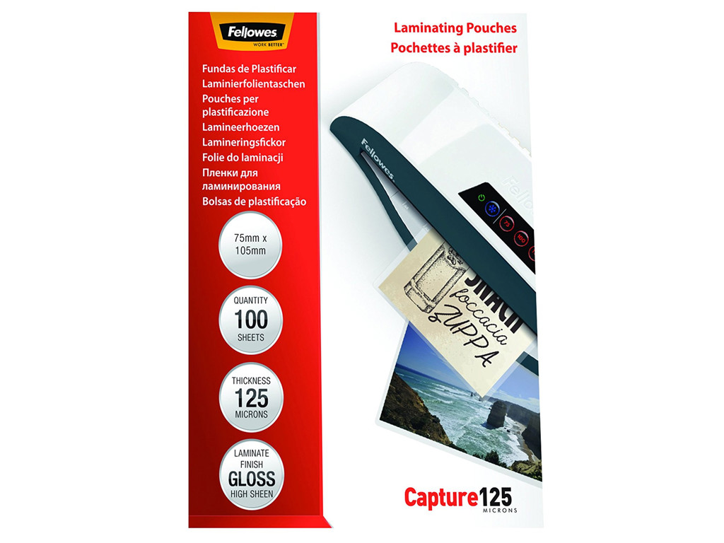 Lamineringslomme 75x105 mm 125 mic 100 stk billede