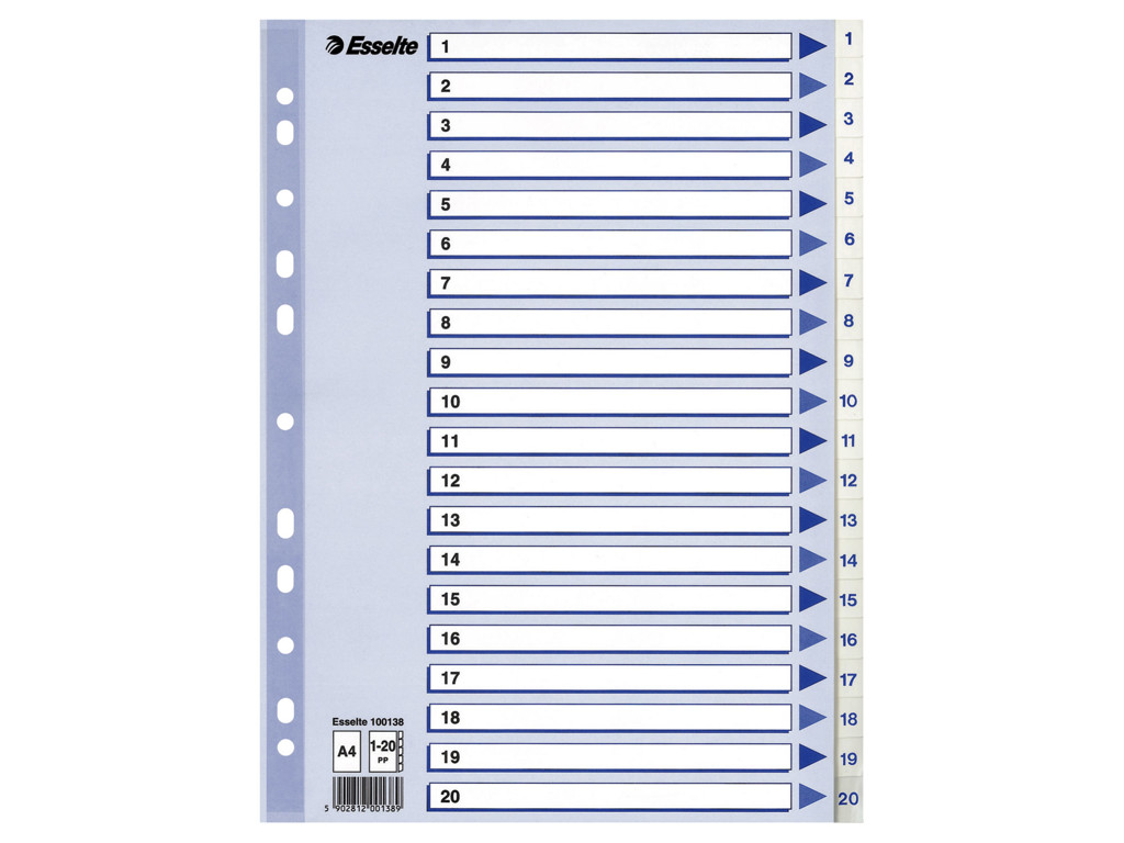 Talregister A4 Esselte 1-20 hvid
