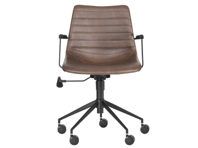 Konferencestol med armlæn | Ventus Down Office | Brun PU | Sort stel | Med hjul