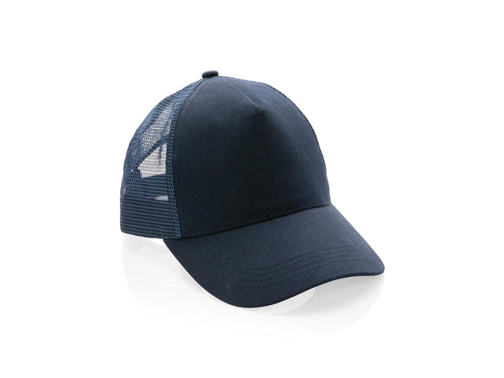Impact Aware&trade; Børstet Rcotton, 5 Panel Trucker cap 190gr, Marine blå