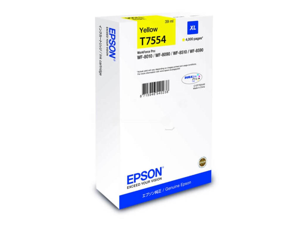 Epson blæk T7554 XL gul, 4000 sider